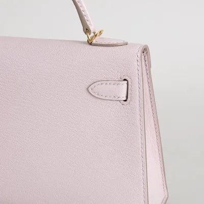 MINI KELLY II (20) CHEVRE LEATHER ROSE DARLING WITH GOLD HARDWARE (GHW) - 6
