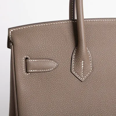 BIRKIN 30 TOGO LEATHER ETOUPE WITH PALLADIUM HARDWARE (PHW) - 5