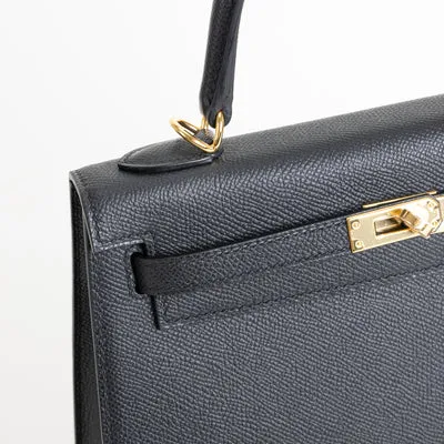 KELLY 25 EPSOM LEATHER NOIR (BLACK) WITH GOLD HARDWARE (GHW) - 4