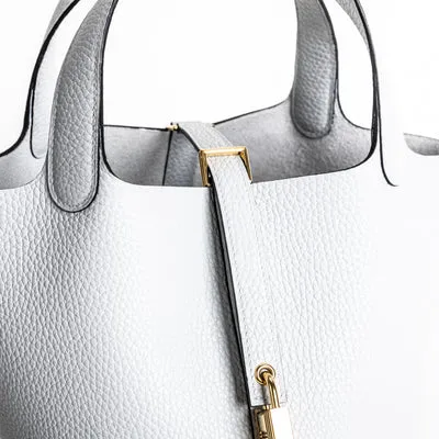 PICOTIN 18 LOCK CLEMENCE LEATHER BLEU PALE WITH GOLD HARDWARE (GHW) - 4