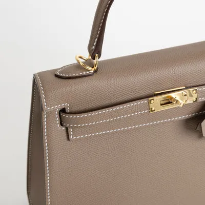 KELLY 25 EPSOM LEATHER ETOUPE WITH GOLD HARDWARE (GHW) - 4