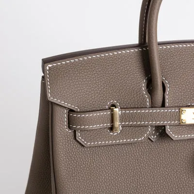 BIRKIN 25 TOGO LEATHER ETOUPE WITH GOLD HARDWARE (GHW) - 4