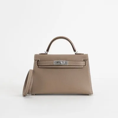 MINI KELLY II (20) EPSOM LEATHER ETOUPE WITH PALLADIUM HARDWARE (PHW) - 3