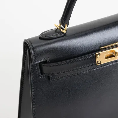 MINI KELLY II (20) BLACK BOX CALF LEATHER WITH GOLD HARDWARE (GHW) - 4