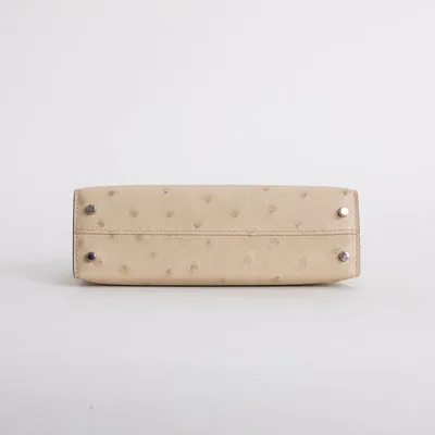 MINI KELLY II (20) OSTRICH LEATHER PARCHEMIN WITH PALLADIUM HARDWARE (PHW) - 6