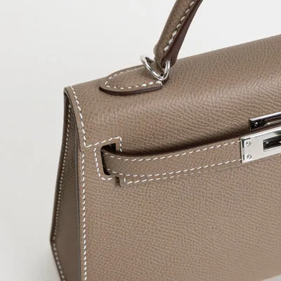MINI KELLY II (20) EPSOM LEATHER ETOUPE WITH PALLADIUM HARDWARE (PHW) - 5