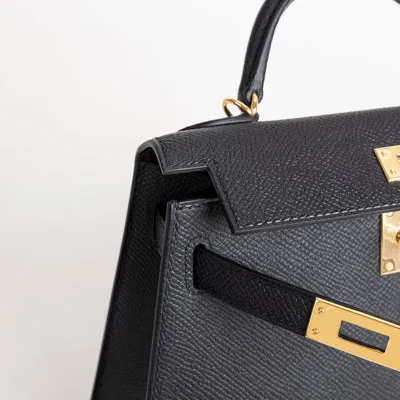 MINI KELLY II (20) EPSOM LEATHER NOIR (BLACK) WITH GOLD HARDWARE (GHW) - 4