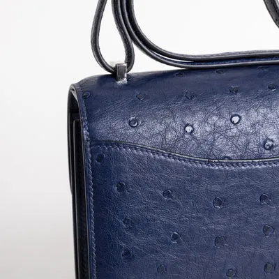 CONSTANCE 18 (MINI) OSTRICH LEATHER BLEU SAPHIR WITH PALLADIUM HARDWARE (PHW) - 5