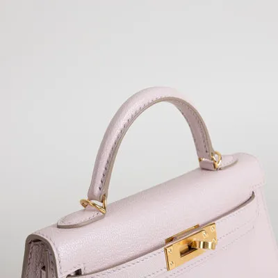 MINI KELLY II (20) CHEVRE LEATHER ROSE DARLING WITH GOLD HARDWARE (GHW) - 5