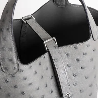 PICOTIN 18 LOCK OSTRICH LEATHER GRIS MEYER WITH PALLADIUM HARDWARE (PHW) - 5