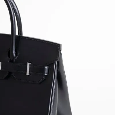 BIRKIN 30 BLACK BOX CALF LEATHER WITH PALLADIUM HARDWARE (PHW) - 4