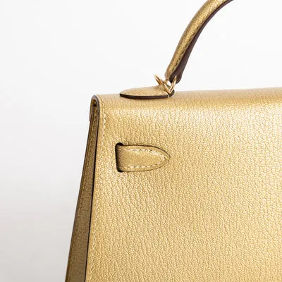 MINI KELLY II (20) CHEVRE LEATHER METALLIC DORE WITH GOLD HARDWARE (GHW) - 4