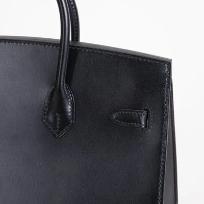 BIRKIN 25 (SELLIER SHAPE) BLACK BOX CALF LEATHER WITH GOLD HARDWARE (GHW) - 6