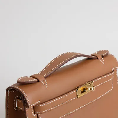 KELLY POCHETTE SWIFT LEATHER GOLD WITH GOLD HARDWARE (GHW) - 4