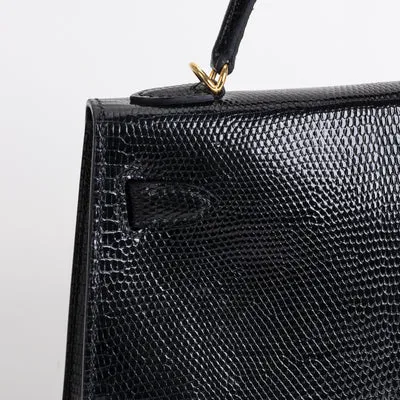 MINI KELLY II (20) LIZARD LEATHER NOIR (BLACK) WITH GOLD HARDWARE (GHW) - 5