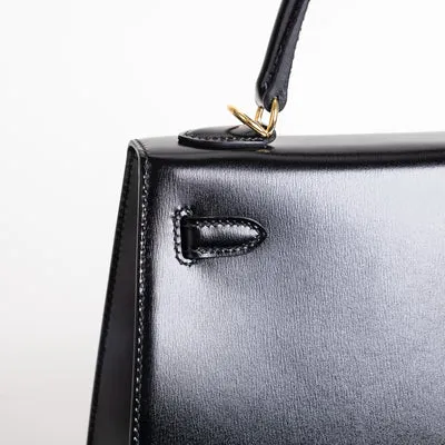 KELLY 25 BLACK BOX CALF LEATHER WITH GOLD HARDWARE (GHW) - 5
