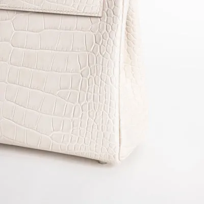 KELLY 25 MATTE MISSISSIPPIENSIS ALLIGATOR LEATHER BETON WITH PALLADIUM HARDWARE (PHW) - 6