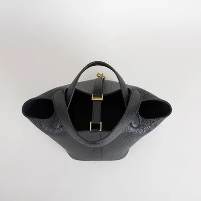 PICOTIN 18 LOCK CLEMENCE LEATHER NOIR (BLACK) WITH GOLD HARDWARE (GHW) - 6