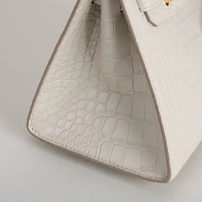 BIRKIN 20 (SELLIER SHAPE) MATTE MISSISSIPPIENSIS ALLIGATOR LEATHER BETON WITH GOLD HARDWARE (GHW) - 5