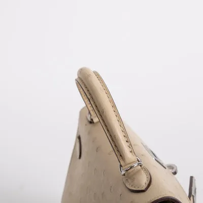 MINI KELLY II (20) OSTRICH LEATHER PARCHEMIN WITH PALLADIUM HARDWARE (PHW) - 5