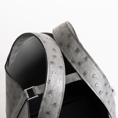 PICOTIN 18 LOCK OSTRICH LEATHER GRIS MEYER WITH PALLADIUM HARDWARE (PHW) - 4