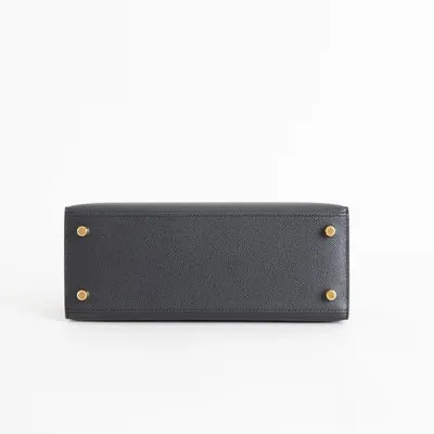 KELLY 25 EPSOM LEATHER NOIR (BLACK) WITH GOLD HARDWARE (GHW) - 6