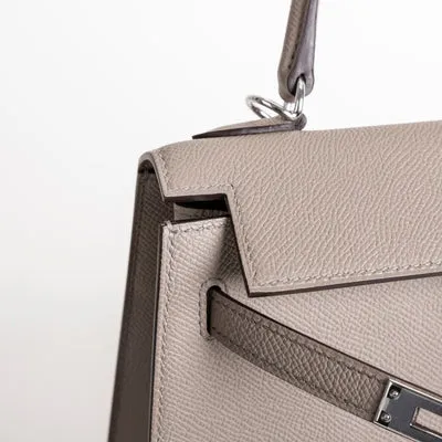 KELLY 25 EPSOM LEATHER GRIS ASPHALTE WITH PALLADIUM HARDWARE (PHW) - 3