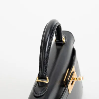MINI KELLY II (20) BLACK BOX CALF LEATHER WITH GOLD HARDWARE (GHW) - 5