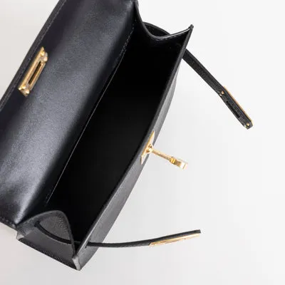 MINI KELLY II (20) EPSOM LEATHER NOIR (BLACK) WITH GOLD HARDWARE (GHW) - 3