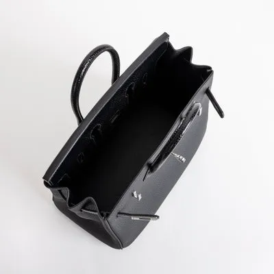 BIRKIN 25 TOUCH LIZARD LEATHER & TOGO LEATHER NOIR (BLACK) WITH PALLADIUM HARDWARE (PHW) - 3