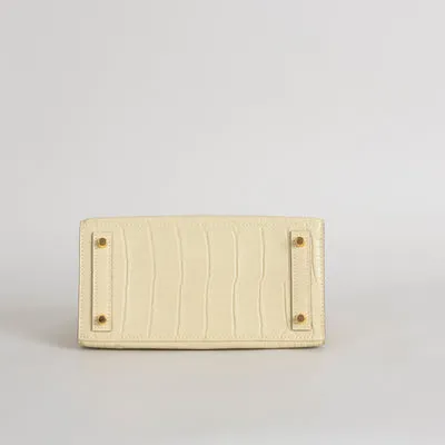 BIRKIN 20 (SELLIER SHAPE) MATTE MISSISSIPPIENSIS ALLIGATOR LEATHER VANILLA WITH GOLD HARDWARE (GHW) - 7