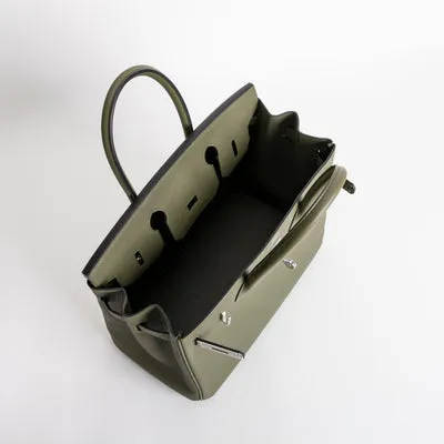 BIRKIN 30 TOGO LEATHER VERT OLIVE WITH PALLADIUM HARDWARE (PHW) - 3