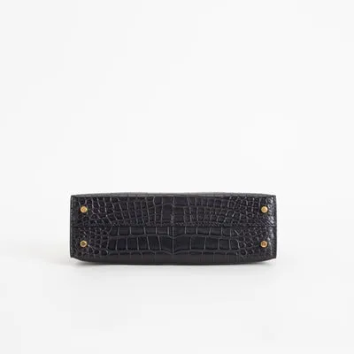MINI KELLY II (20) MATTE MISSISSIPPIENSIS ALLIGATOR LEATHER NOIR (BLACK) WITH GOLD HARDWARE (GHW) - 6