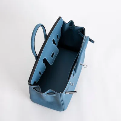 BIRKIN 25 TOGO LEATHER BLEU JEAN WITH PALLADIUM HARDWARE (PHW) - 4