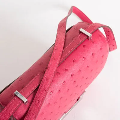 CONSTANCE 18 (MINI) OSTRICH LEATHER ROSE TYRIEN WITH PALLADIUM HARDWARE (PHW) - 5