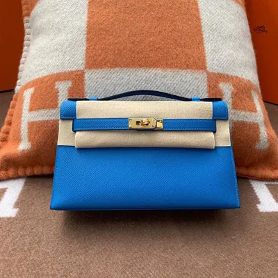 KELLY POCHETTE EPSOM LEATHER BLEU HYDRA WITH GOLD HARDWARE (GHW) - 1