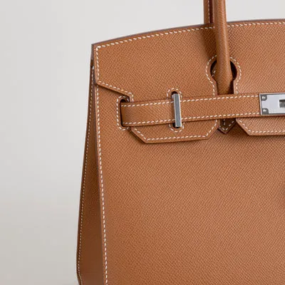 BIRKIN 30 EPSOM LEATHER (SELLIER SHAPE) GOLD WITH PALLADIUM HARDWARE (PHW) - 5