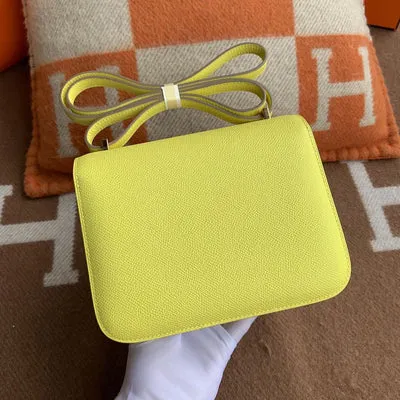 CONSTANCE 18 (MINI) EPSOM LEATHER JAUNE POUSSIN WITH GOLD HARDWARE (GHW) - 2
