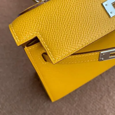 MINI KELLY II (20) EPSOM LEATHER JAUNE AMBRE WITH PALLADIUM HARDWARE (PHW) - 3