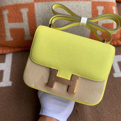 CONSTANCE 18 (MINI) EPSOM LEATHER JAUNE POUSSIN WITH GOLD HARDWARE (GHW) - 1