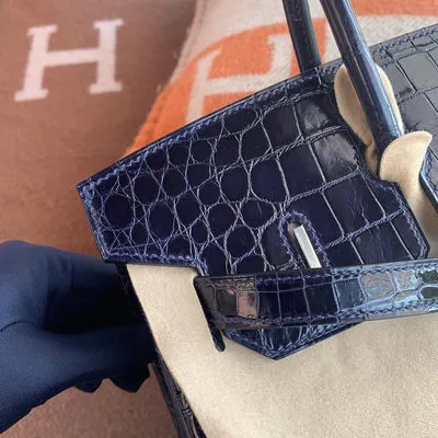 BIRKIN 35 SHINY NILOTICUS CROCODILE LEATHER BLEU SAPPHIRE WITH PALLADIUM HARDWARE (PHW) - 5