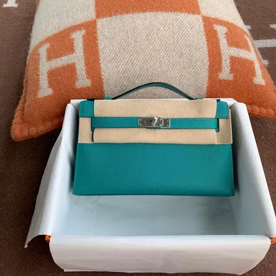 KELLY POCHETTE EPSOM LEATHER VERT VERONE WITH PALLADIUM HARDWARE (PHW) - 1