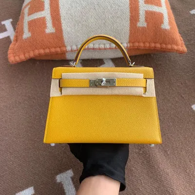 MINI KELLY II (20) EPSOM LEATHER JAUNE AMBRE WITH PALLADIUM HARDWARE (PHW) - 1