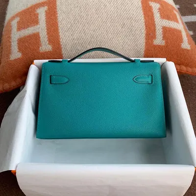 KELLY POCHETTE EPSOM LEATHER VERT VERONE WITH PALLADIUM HARDWARE (PHW) - 2