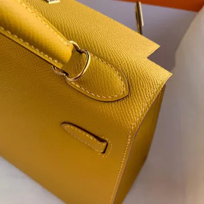 KELLY 25 EPSOM LEATHER JAUNE AMBRE WITH GOLD HARDWARE (GHW) - 4