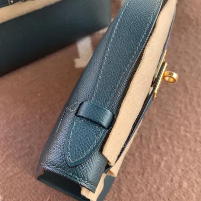 KELLY POCHETTE EPSOM LEATHER VERT CYPRESS  WITH GOLD HARDWARE (GHW) - 3