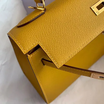 KELLY 25 EPSOM LEATHER JAUNE AMBRE WITH GOLD HARDWARE (GHW) - 3