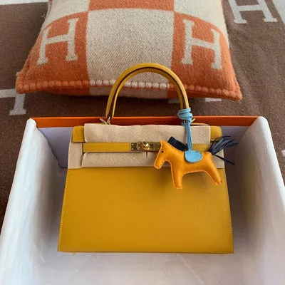 KELLY 25 EPSOM LEATHER JAUNE AMBRE WITH GOLD HARDWARE (GHW) - 1