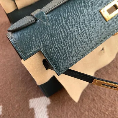 KELLY POCHETTE EPSOM LEATHER VERT CYPRESS  WITH GOLD HARDWARE (GHW) - 4