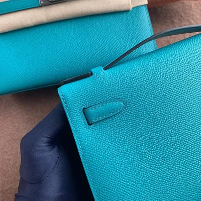 KELLY POCHETTE EPSOM LEATHER BLEU PAON WITH GOLD HARDWARE (GHW) - 6